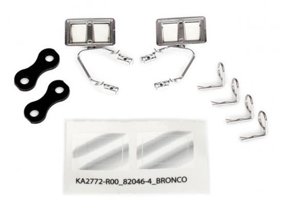 TRAXXAS Mirrors, side, chrome (L&R)/ retainers (2)/ body clips (4)