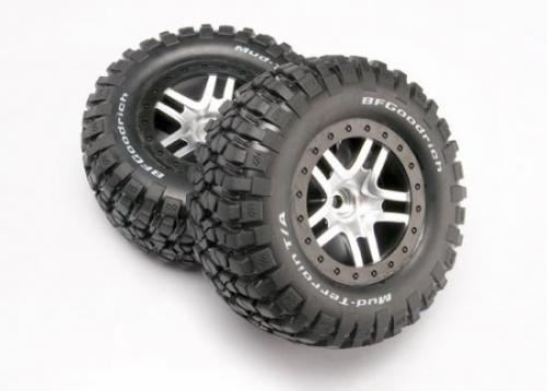 TRAXXAS Tires & wheels, assembled, glued (SCT Split-Spoke, satin, bl