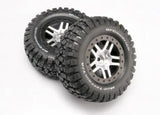 TRAXXAS Tires & wheels, assembled, glued (SCT Split-Spoke, satin, bl