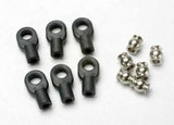 TRAXXAS Rod ends, small, with hollow balls(6)(Revo steering linkage)