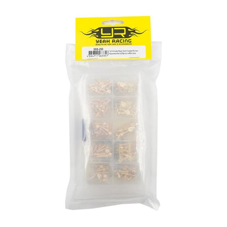 Yeah Racing 12.9 Grade Steel Gold Coated Screws Assorted Set (250Pcs) W/Mini Box