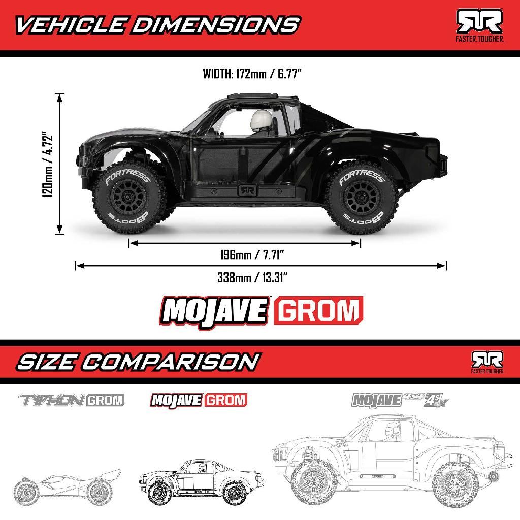 Arrma 1/16 Mojave Grom 4X4 Rta Kit Brushed Desert Truck (Battery &