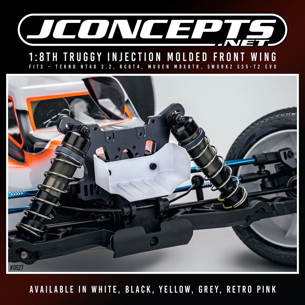 1:8Th Truggy Molded Front Wing Black - 2Pc