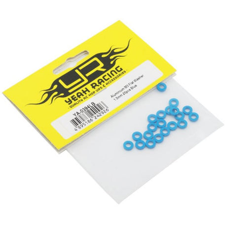 Yeah Racing Aluminum M3 Flat Washer 1.5mm 20pcs Blue