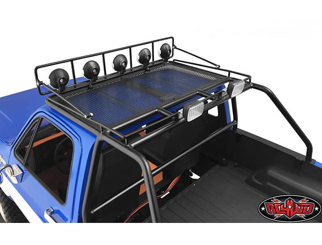 RC4WD ROOF RACK, ROLLBAR, LIGHT BAR COMBO FOR RC4WD CHEVY BLAZER BODY (BLACK)