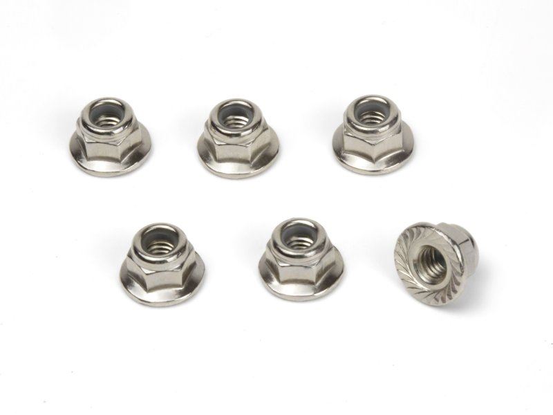 M4 Flanged Lock Nuts (6Pcs)