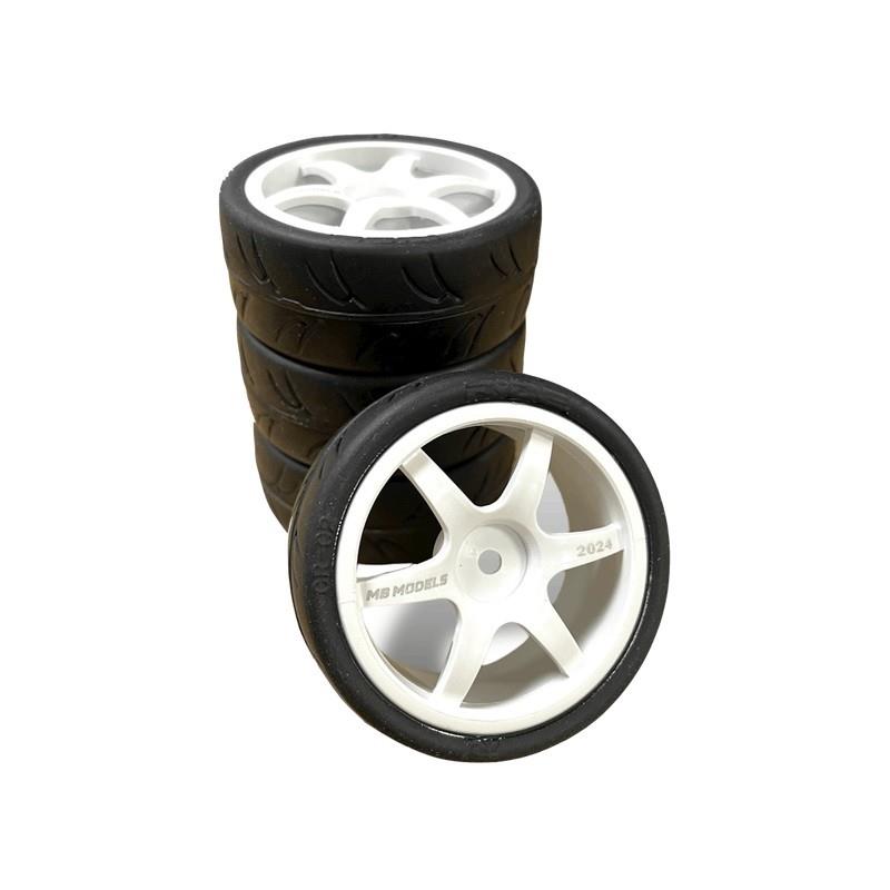 RIDE FWD BELTED CUT SLICK TYRES - 6 SPOKE WHEELS - WHITE - 4PCS - BRCA 24