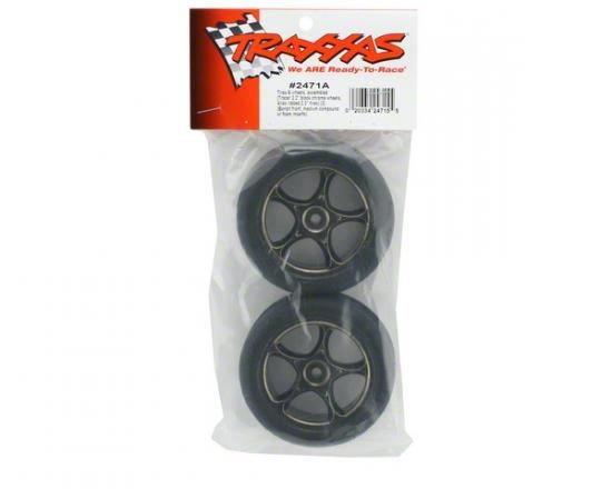 TRAXXAS Tires & wheels, assembled (Tracer 2.2" black chrome wheels,