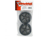 TRAXXAS Tires & wheels, assembled (Tracer 2.2" black chrome wheels,