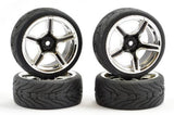 FASTRAX 1/10 STREET/TREAD TYRE 5SP BLACK/CHROME WHEEL