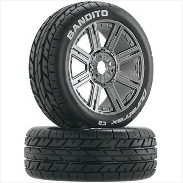 DURATRAX Bandito Buggy Tire C2 Mounted Spoke Black Chrome (2)