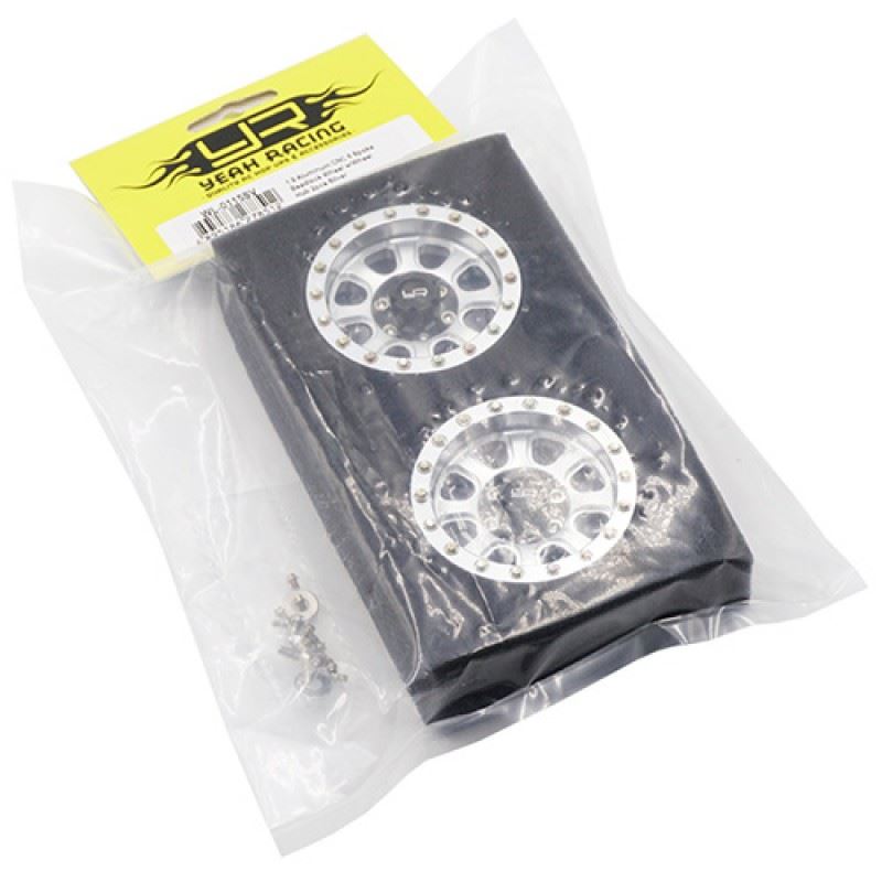 Yeah Racing 1.9 Aluminum CNC 8 Spoke Beadlock Wheel w/Wheel Hub 2pcs Silver