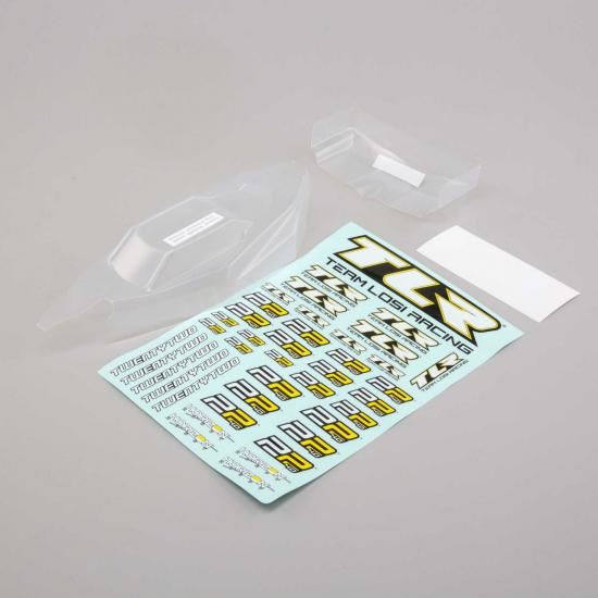 TLR Light Weight Body & Wing Clear, w/Stickers: 22 4.0
