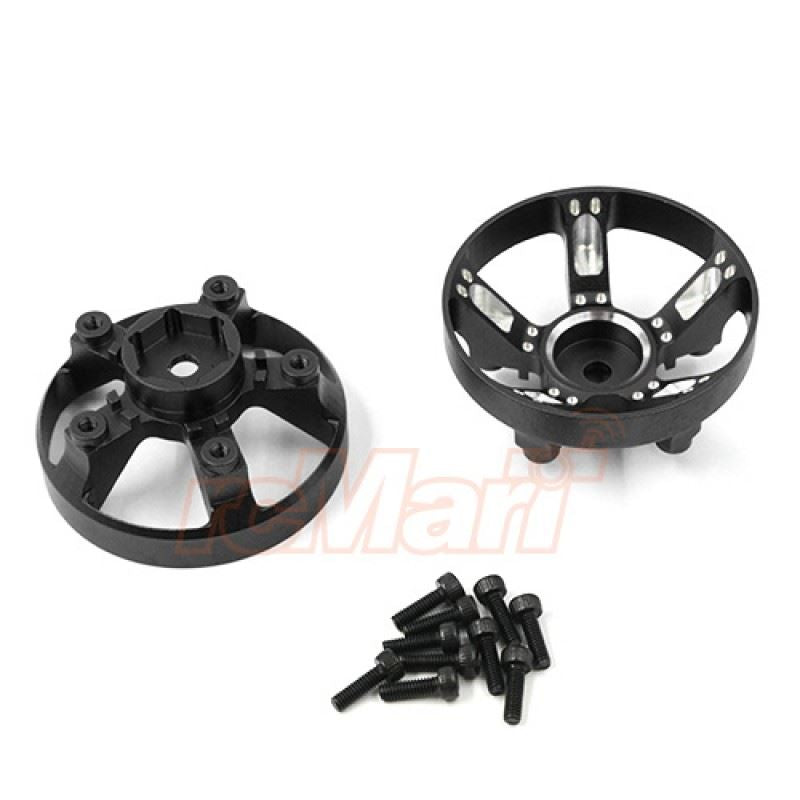 Yeah Racing Aluminum Wheel Cap & Adapter For Tamiya WR-02CB Black