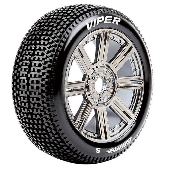 LOUISE RC B-VIPER 1/8 FR/RR SOFT HEX 17MM SPOKE/CHROME BL