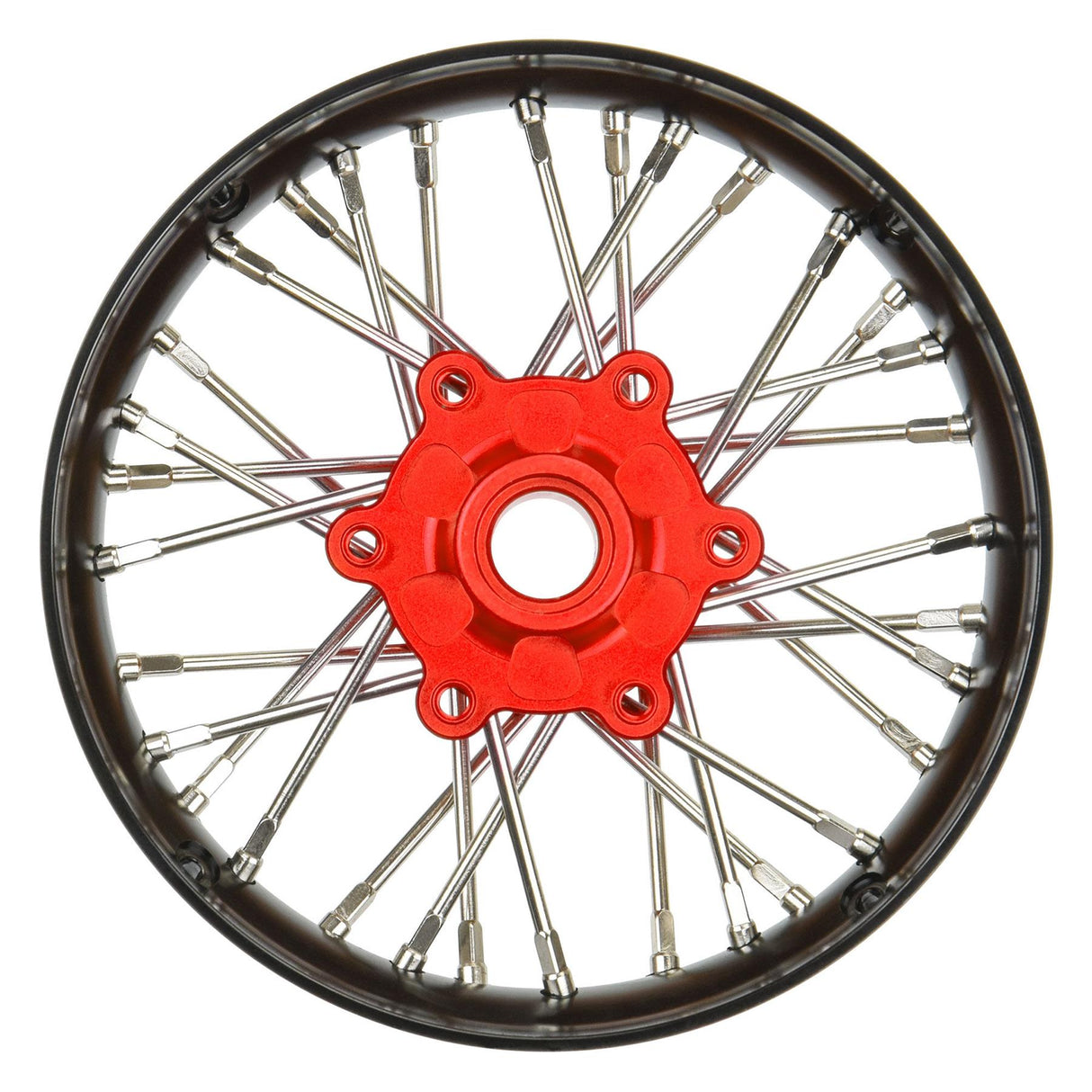 Pro 1/4 Pro-Spec Aluminum V2 Bead Front Wheel Black/Red (1): Pro