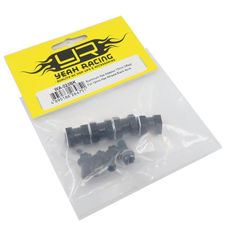 Yeah Racing Aluminum Hex Adaptor 15mm Offset For 12mm Hex Wheels Black 4pcs