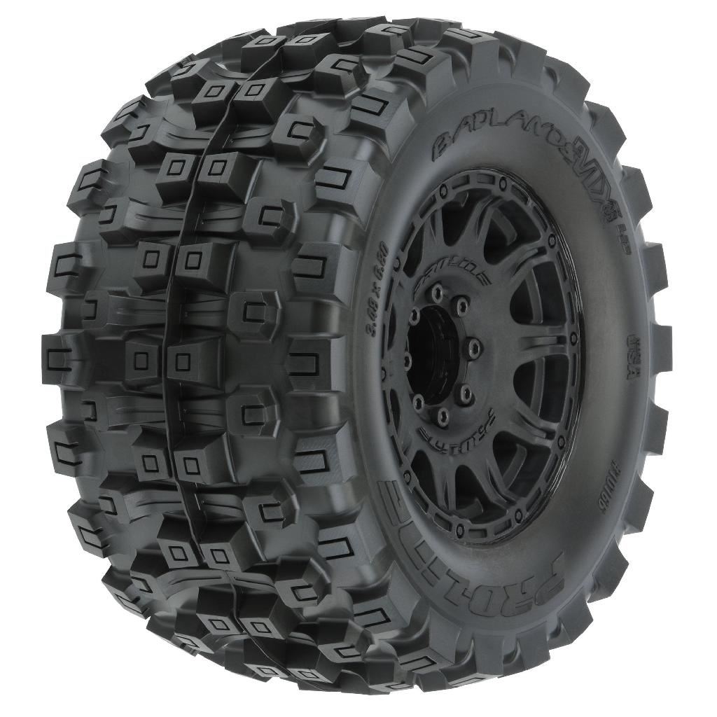 Proline 1/8 Badlands Mx38 Hp Belted F/R 3.8In Mt Mounted 17mm Blk Rai