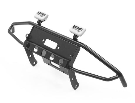 RC4WD GUARDIAN STEEL FRONT WINCH BUMPER W/IPF LIGHTS FOR AXIAL 1/10 SCX10 II UMG10 (BLACK)