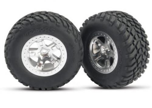 TRAXXAS Tires &wheels:SCT satin chrome w/SCT (4WD Fr/Rr,2WD Rr) TSM