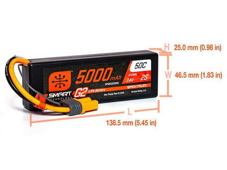 Spektrum 5000mAh 2S 7.4V SMART G2 50C IC3 -