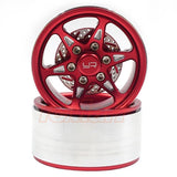 Yeah Racing 1.9 Aluminum CNC BXN 6 Spoke Beadlock Wheel w/ Brake Rotor 2pcs Red