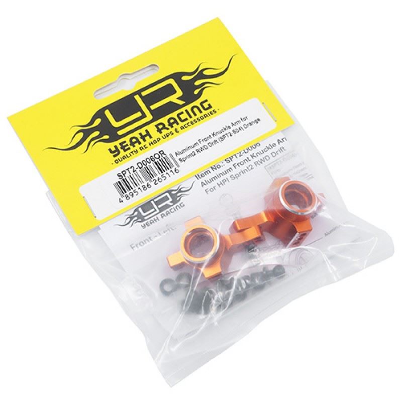 Yeah Racing Aluminum Front Steering Knuckle for Sprint 2 RWD Drift SPT2-S04 Orange