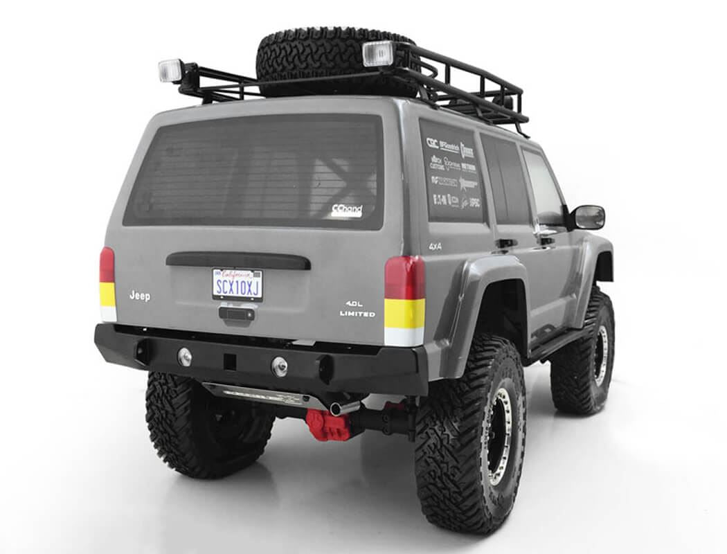 RC4WD SOLID REAR BUMPER W/LIGHTS FOR AXIAL SCX10 II XJ (BLACK)