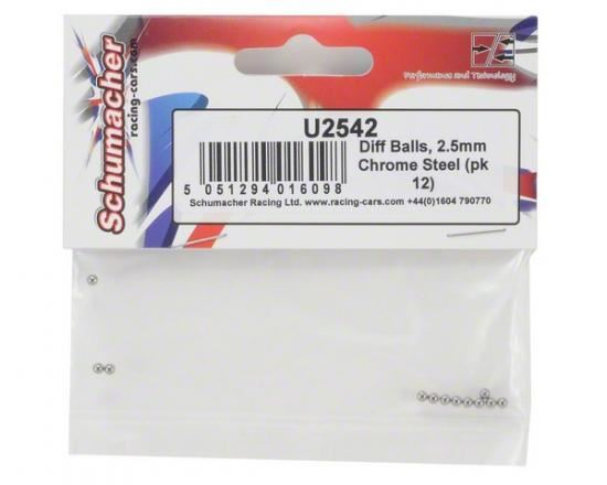 Schumacher Diff Balls; 2.5mm Chrome Steel (pk 12)