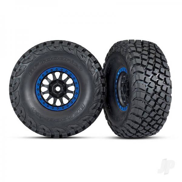 Traxxas Tyres and wheels, assembled, glued (Method Racing wheels, black with blue beadlock, BFGoodrich Baja KR3 Tyres) (2)