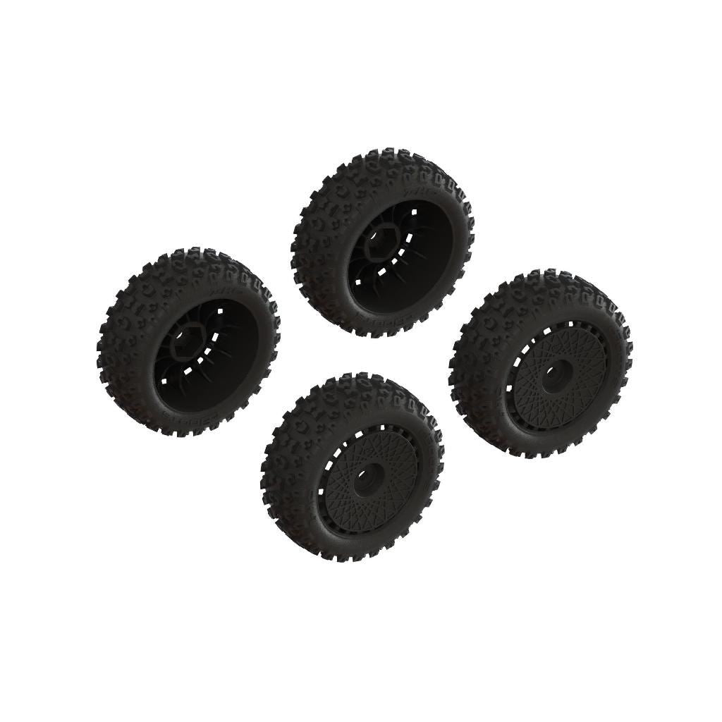 Arrma dBoots '2-HO' Tire Set Glued (Black) (2 Pairs)