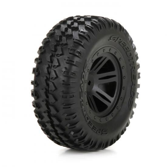 ECX FR Tire, Premount, Black Wheel (2): 1:10 AMP DB