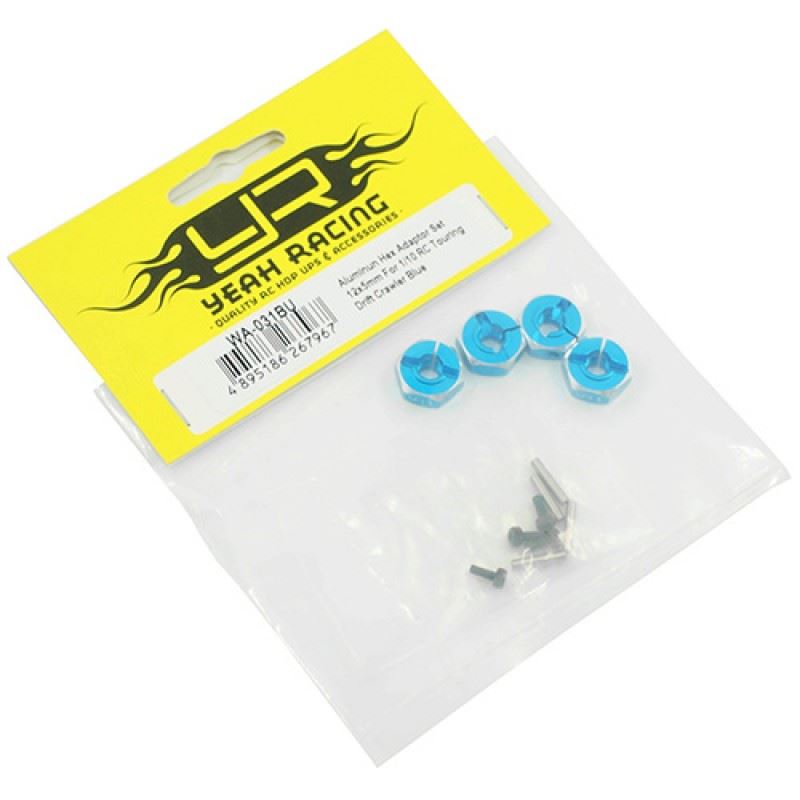 Yeah Racing Aluminum Hex Adaptor Set 12x5mm For 1/10 RC Touring Drift Crawler Blue