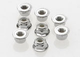 TRAXXAS Nuts, 4mm flanged nylon locking (steel, serrated) (8)
