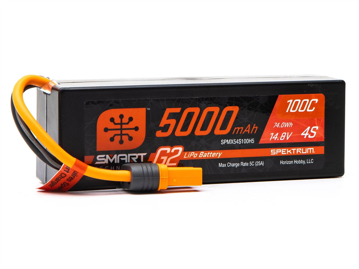 Spektrum 14.8V 5000mAh 4S 100C Smart G2 Hardcase LiPo Battery: IC5