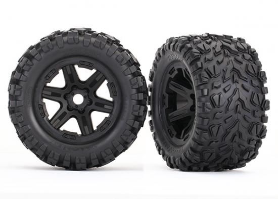 TRAXXAS Tires & wheels, assembled (black, Talon EXT tires) (2) (17mm