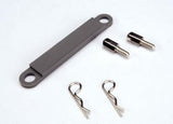 TRAXXAS Battery hold-down plate (grey) / metal posts / body clips