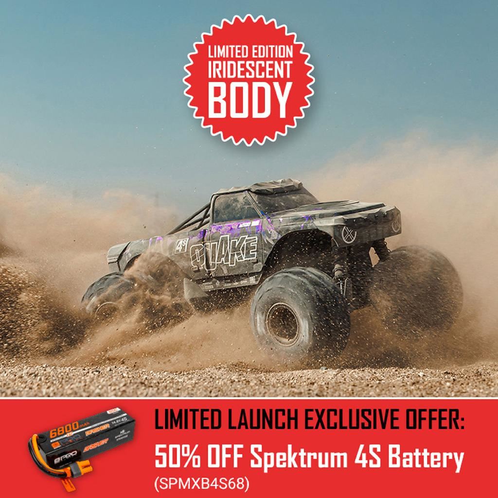 Arrma 1/8 Quake 4S Dsc 4X4 Rtr Monter Truck, Le Black/Pearl