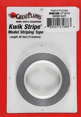 GPLANES Striping Tape Chrome Silver 1/4" (6mm x 11m)