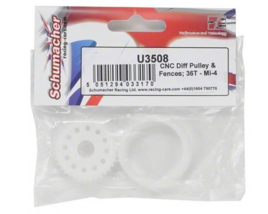Schumacher CNC Diff Pulley & Fences; 36T - Mi4