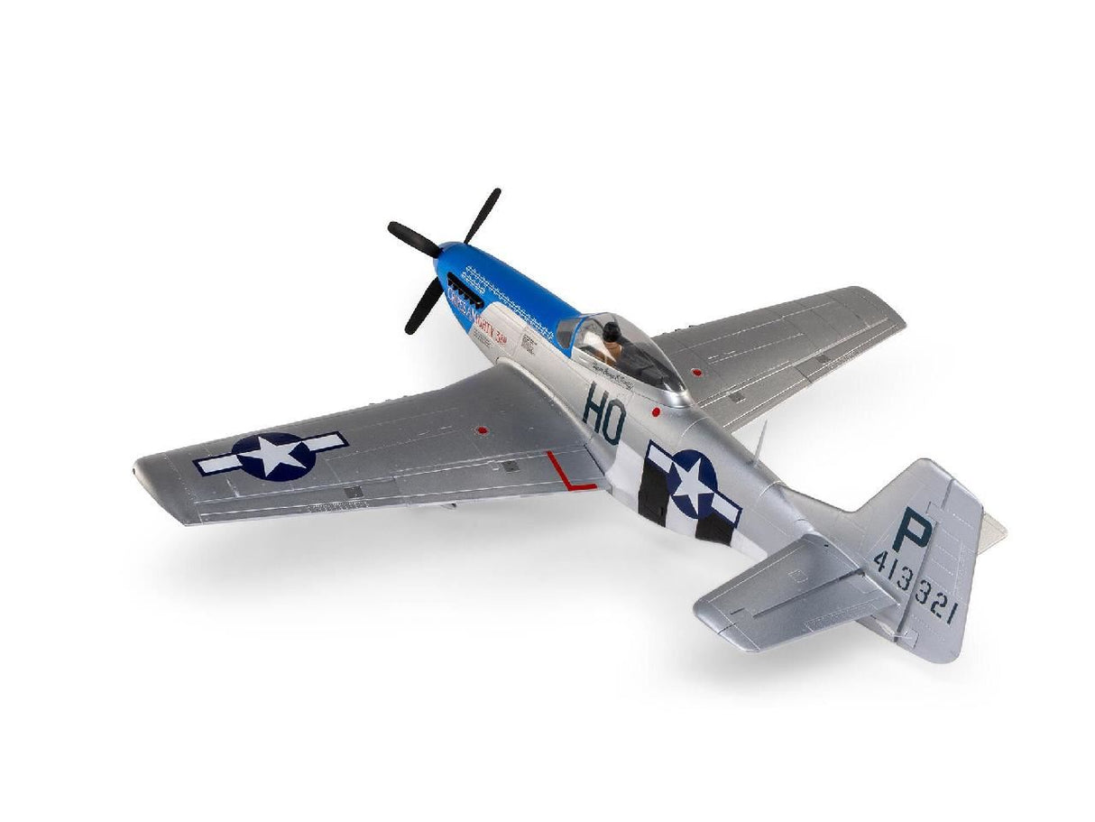 E Flite P-51D Mustang 1.2m BNF Basic with AS3X and SAFE Select inCrip