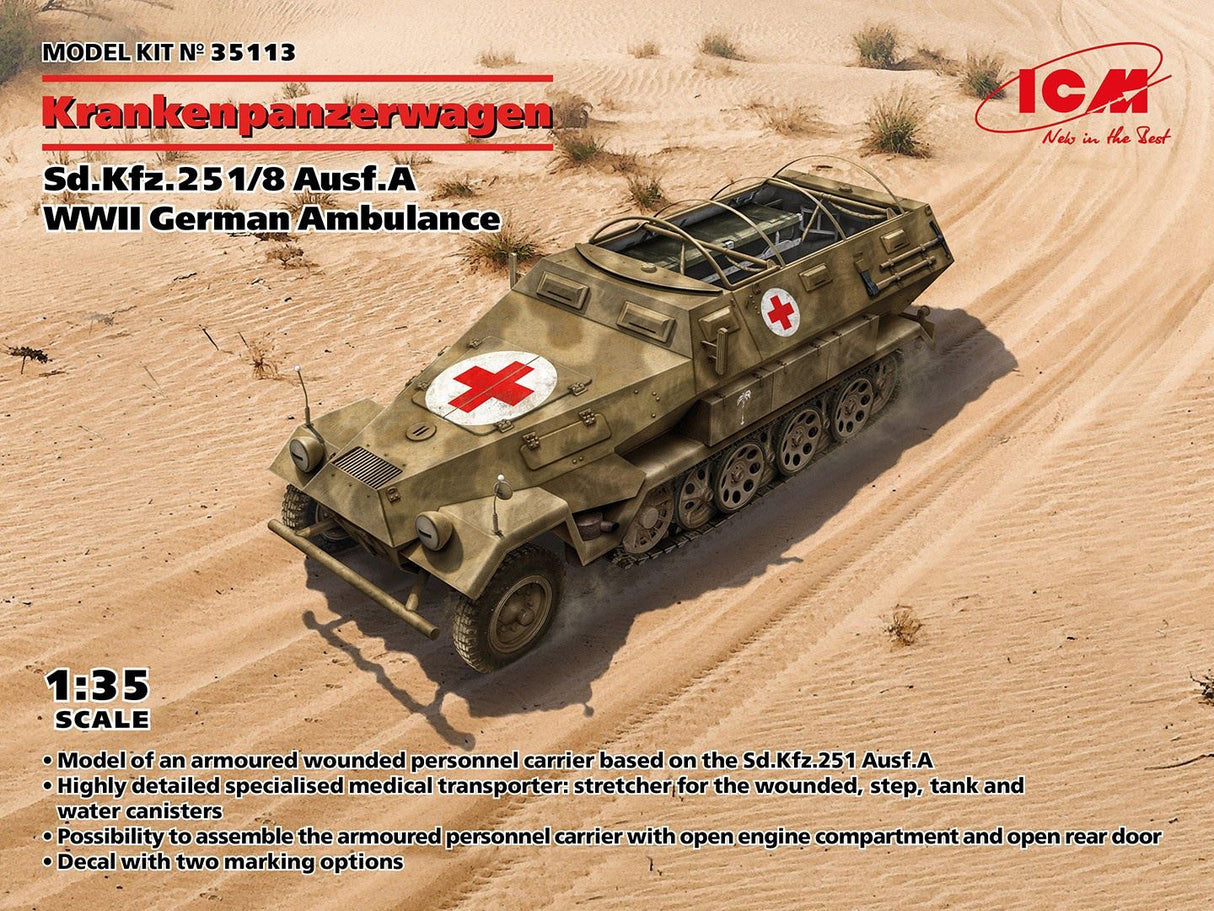 Icm Sd.Kfz.251/8 Ausf.A 'Krankenpanzerwagen', Wwii German Ambulance