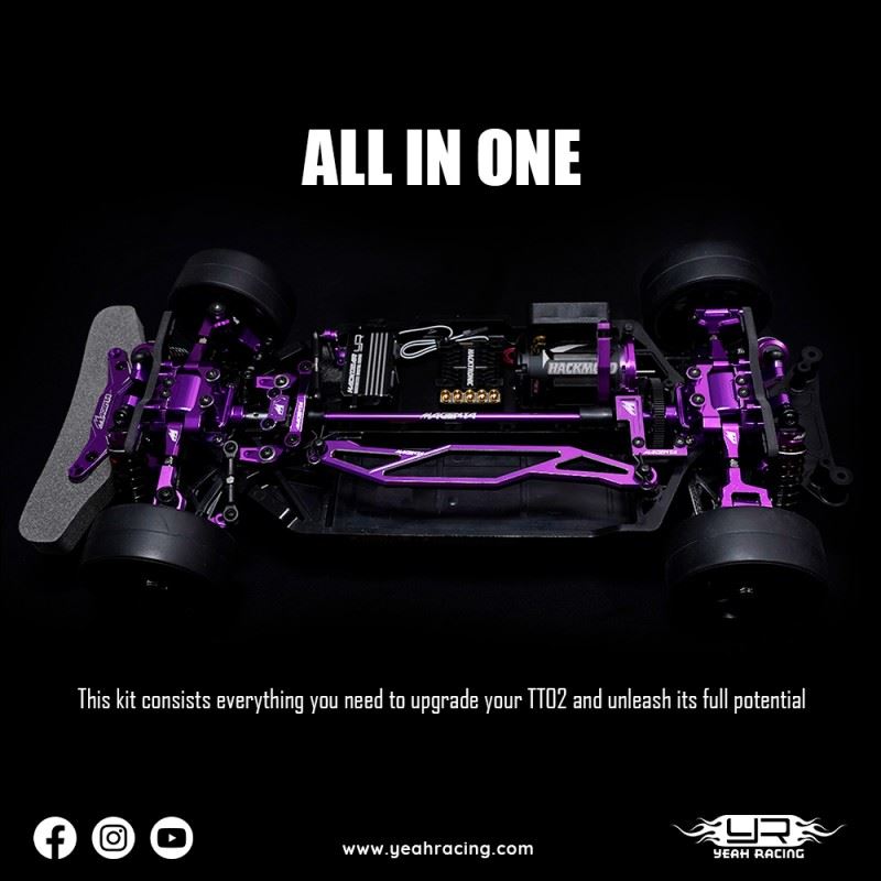 Yeah Racing Magenta Aluminum Conversion Kit For Tamiya Tt02 Purple