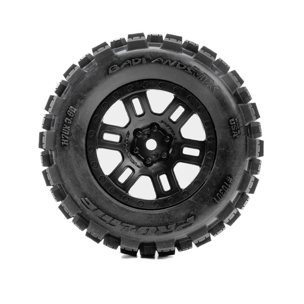 Pro-Line Badlands Front/Rear Tires Mtd 12Mm Black Split Six (2): Arrm