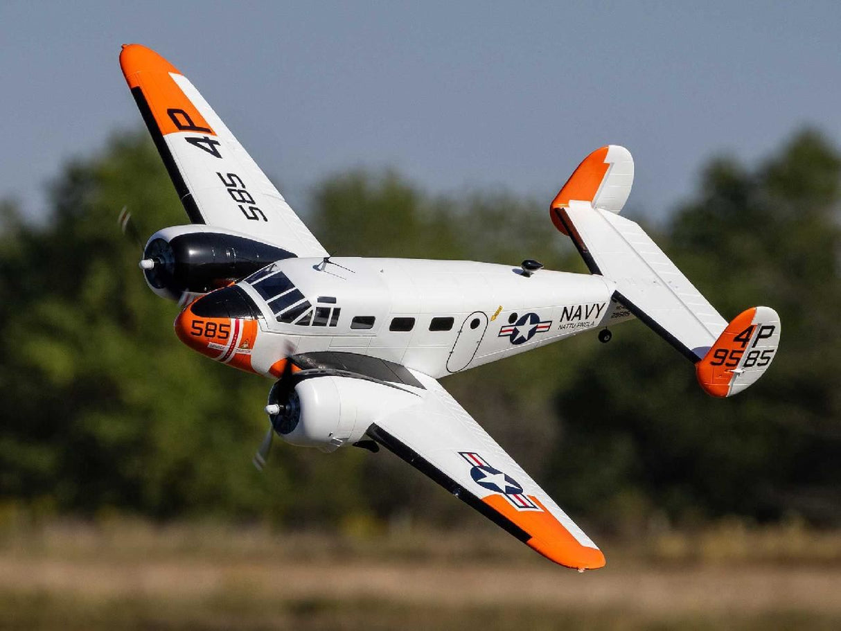 E Flite Beechcraft D18/Rc-45J 1.5M Bnf Basic With As3X+ And Safe Sel