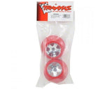 Traxxas Wheels, Sct Chrome, Red Beadlock Style, Dual Profile (2.2" O