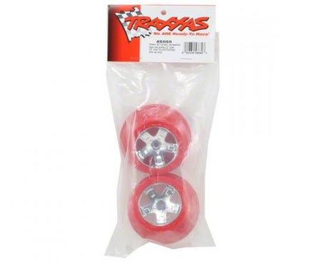 Traxxas Wheels, Sct Chrome, Red Beadlock Style, Dual Profile (2.2" O
