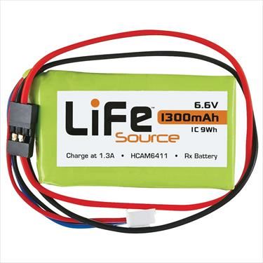 ELECTRIFLY Lifesource LiFe 6.6V 1300mAh 1C Receiver U Connector