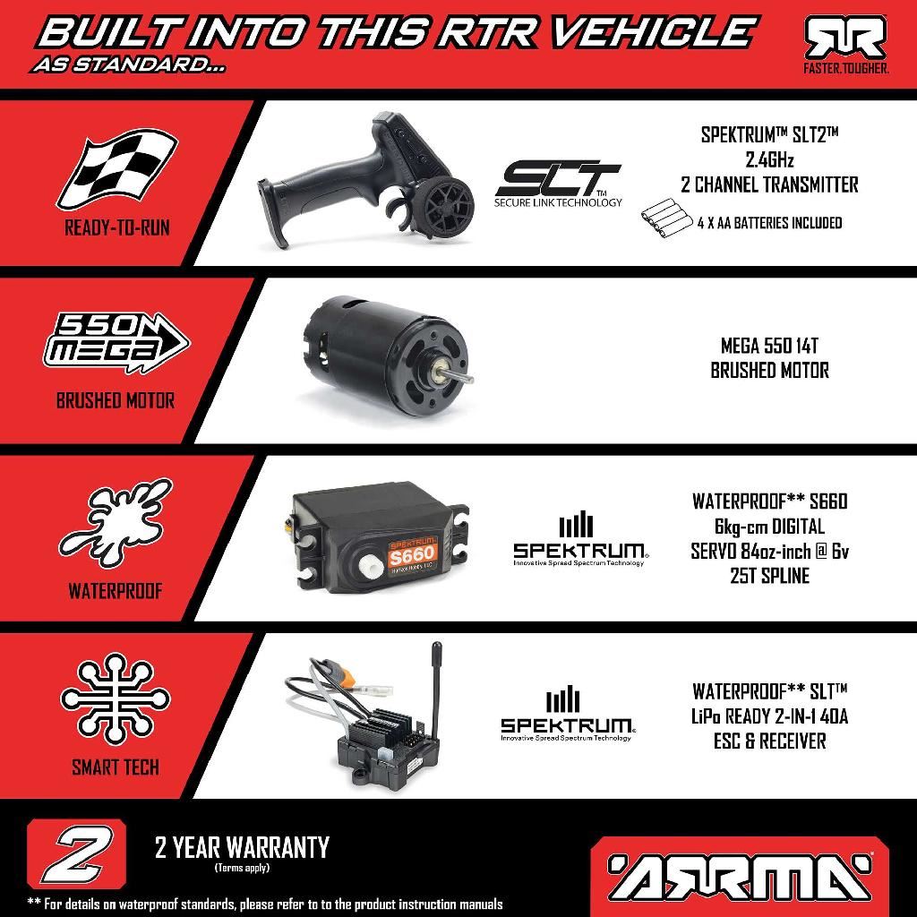 Arrma 1/10 Gorgon Mega 550 2Wd Mt With Battery & Charger Gun Metal