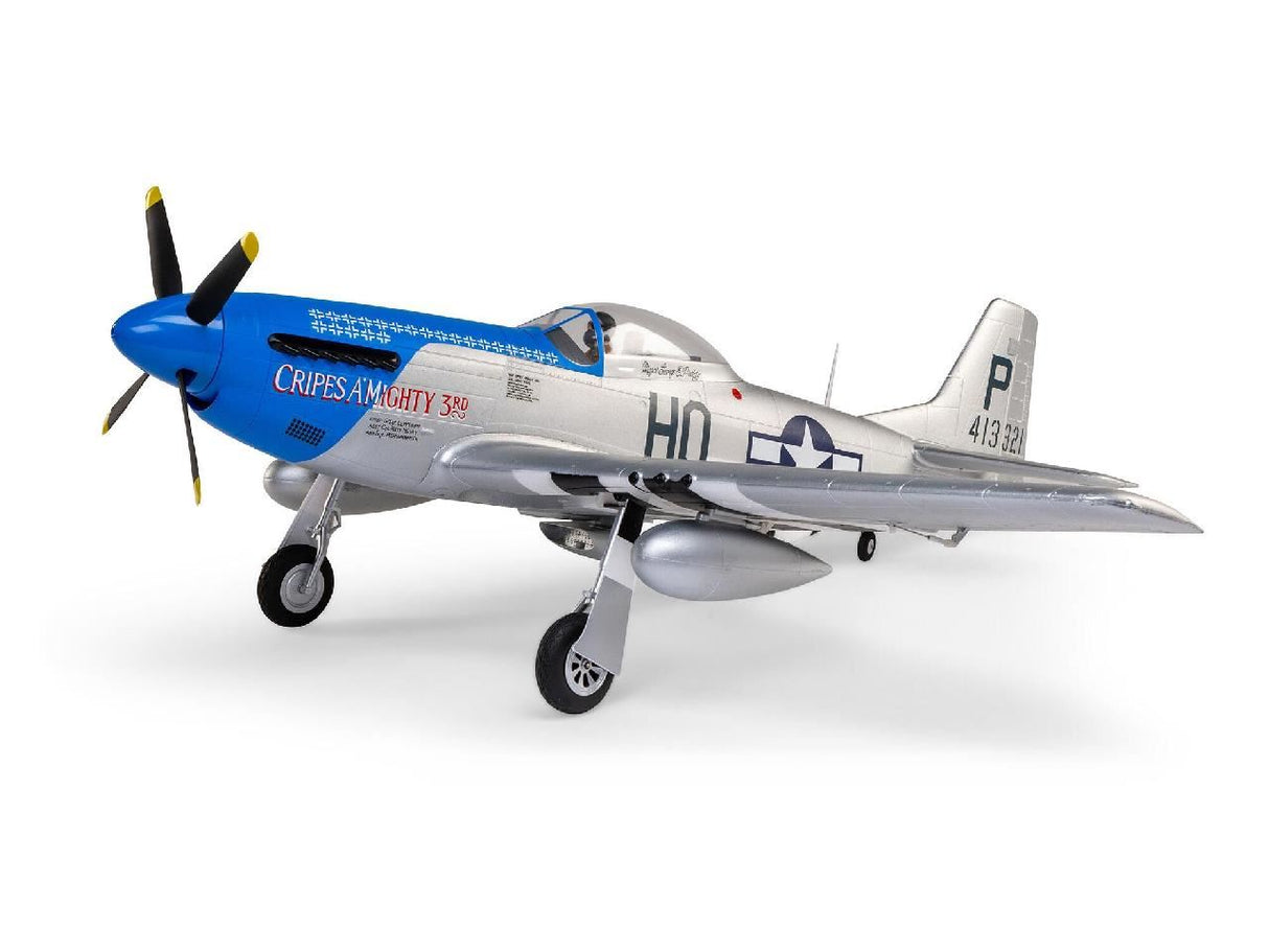 E Flite P-51D Mustang 1.2m BNF Basic with AS3X and SAFE Select inCrip